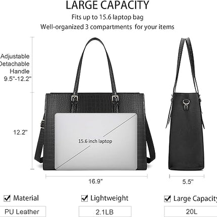 Elegant Leren Draagtas met Verstelbare Schouderriem - Ideaal als Laptop Tas - Vrouwen