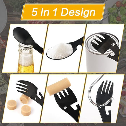Outdoor Bestek - 5 in 1 - Set van 2 - RVS - Spork