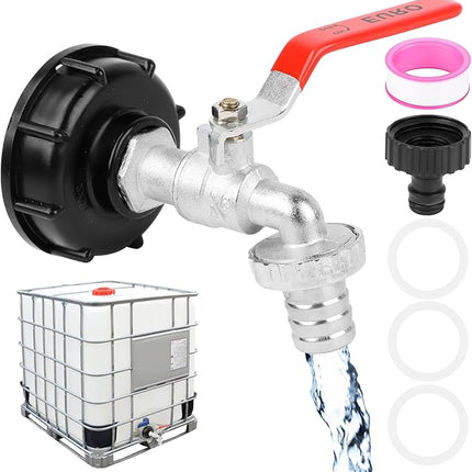 IBC-Hahn – Universeller 1000-l-Wassertankhahn mit Adapter und Schlauchanschluss