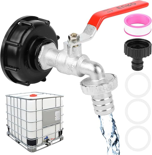 IBC-Hahn – Universeller 1000-l-Wassertankhahn mit Adapter und Schlauchanschluss