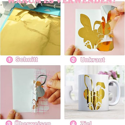 Goud Metallic Vinylfolie 30,5x305cm – Permanente Plotterfolie Rol - Kerst en DIY