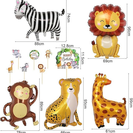 Verjaardagsdecoratie Set - 1 Jaar - Jungle Thema - Ballonnen Vlaggen Taart  Banner en meer - Kinderfeest