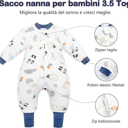 Baby slaapzak - 3.5 TOG – 100% katoen - Afritsbare mouwen - 6-14 mnd