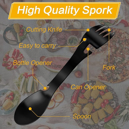 Outdoor Bestek - 5 in 1 - Set van 2 - RVS - Spork