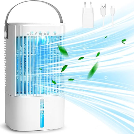 Tragbare Klimaanlage, Luftkühler, USB-Verdunstungsventilator – 5-in-1-persönliche Klimaanlage