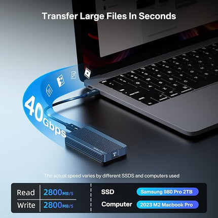 Externe M.2 NVMe SSD Enclosure 40Gbps – Thunderbolt 3/4, USB-C