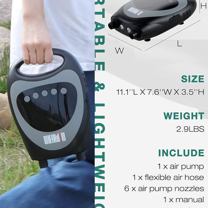 Draagbare Pomp – 20PSI - Voor Paddleboards, Boten, Luchtbedden en Meer – Deflatie Functie