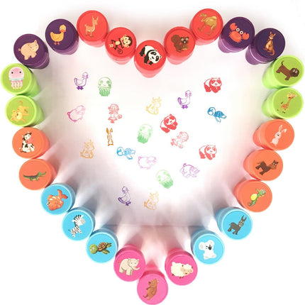 Animal Stamps for Kids,26 Pcs Self-inking Washable Stampers Toys for Kids Crafts Party Favor,School Prizes,Birthday Gift,Leather Props