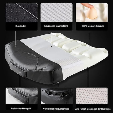 Leren Memory Foam Verhogingskussen Auto, Bureau en meer – Ergonomisch