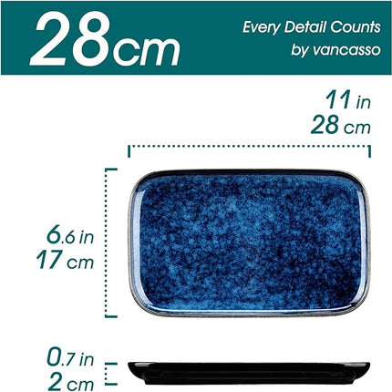 Serveerborden Set 4 stuks – Blauwgroen Aardewerk - Vaatwasserbestendig