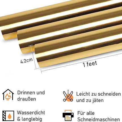Goud Metallic Vinylfolie 30,5x305cm – Permanente Plotterfolie Rol - Kerst en DIY