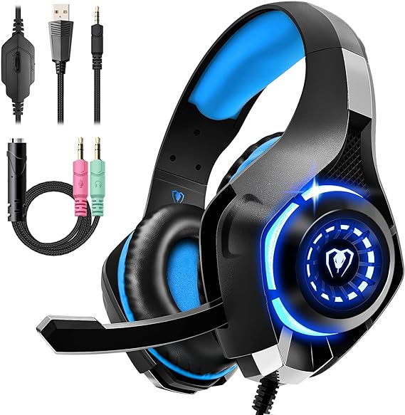 Universelles Gaming-Headset – tiefer Bass-Stereo-Surround-Sound mit geräuschunterdrückendem Mikrofon – kompatibel mit PS4, PS5, PC, Xbox-Serie