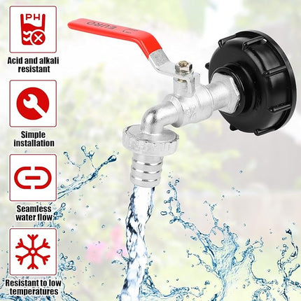 IBC-Hahn – Universeller 1000-l-Wassertankhahn mit Adapter und Schlauchanschluss