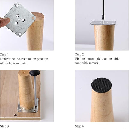 4x Houten Meubelpoten 15 cm – Stevig, Inclusief Montageplaten en Pads