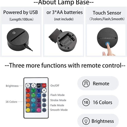 3D illusie lampje | USB | LED RGB kleur veranderend