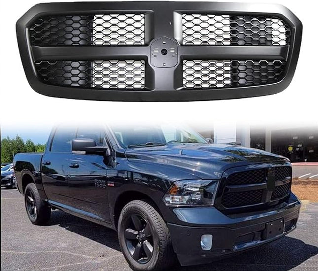 Grill passend für Dodge RAM 1500 2014–2017 – glänzendes Schwarz, ABS