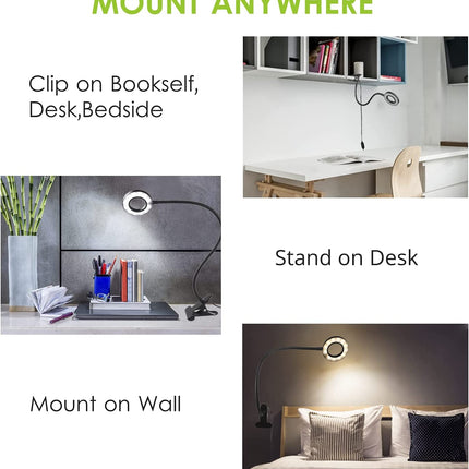 Multifunktionale LED-Leselampe zum Anstecken – einstellbare Helligkeit und Farbe, energiesparend