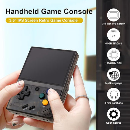 Mini Gaming Console - Miyoo Mini Plus – Retro Handheld – 3.5" IPS, HDMI, 64GB