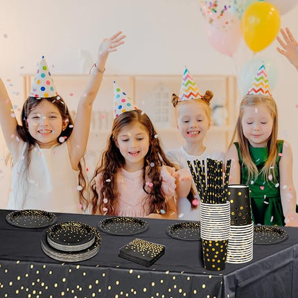 Partygeschirr-Set für 25 Gäste – Schwarz und Gold