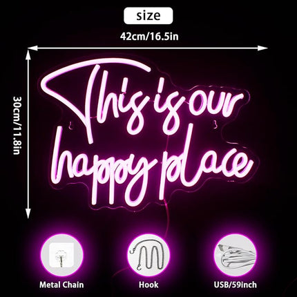 Neon Mood Light Board - This is Our Happy Place - Dimbaar