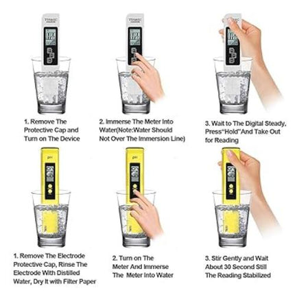 4-in-1-Set mit digitalem pH-Messgerät und Wasserqualitätstester – pH-TDS-EC-Temperatur