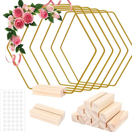 Gouden Zeshoekige Metalen Ringen 20 cm – Set van 6 - Decoratie