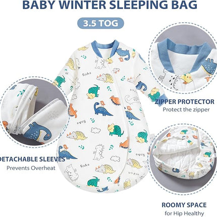 Baby slaapzak - 3.5 TOG – 100% katoen - Afritsbare mouwen - 14/24 mnd