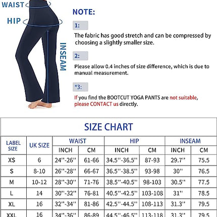 JOYSPELS Bootcut Yoga Pants with Side Pockets for Women, Bootleg Yoga Pants Tummy Control, High Waisted Yoga Pants Suitable for Office, Gym, Casual, Jogging, Yoga - Size L