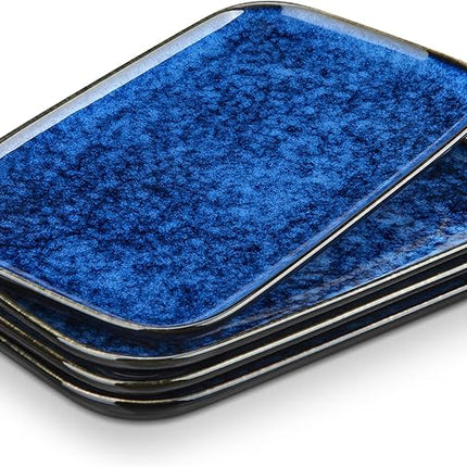 Serveerborden Set 4 stuks – Blauwgroen Aardewerk - Vaatwasserbestendig