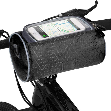 Waterdichte Fietsstuurtas met Praktische Telefoonhouder - Ideaal voor Alle Fietsen - Zwart