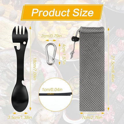 Outdoor Bestek - 5 in 1 - Set van 2 - RVS - Spork