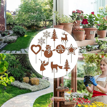 Kerstdecoratie voor Buiten en Binnen - Set van 11 - Metalen Roest Haringen