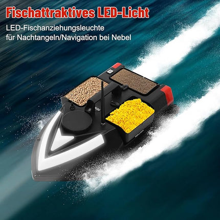 Voerboot - GPS - LED - Grote aasbak - 3 uur Vaartijd