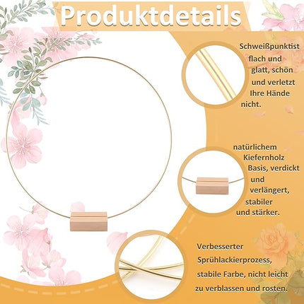 Gouden Decoratieve Ringen met Houten Basis - Set van 6
