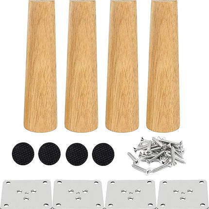 4x Houten Meubelpoten 15 cm – Stevig, Inclusief Montageplaten en Pads