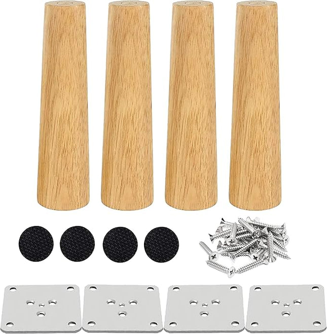 4x Houten Meubelpoten 15 cm – Stevig, Inclusief Montageplaten en Pads