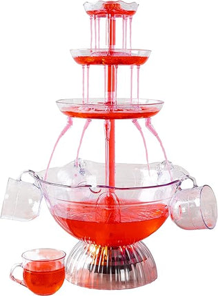 Trinkbrunnen mit 3 Etagen – 5,7 Liter Fassungsvermögen – LED-beleuchteter Sockel und 5 Tassen – ideal für jede Party