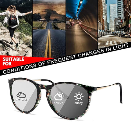 Photochromatische Sonnenbrille Unisex – Polarisierte Retro-Rundbrille – UV400