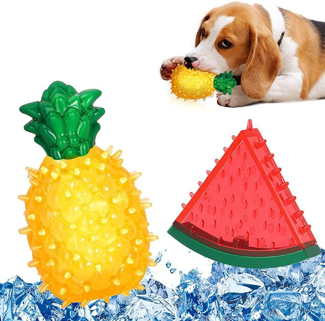 Verkoelende Bijtring voor Honden, Watermeloen en Ananas Vriesbaar Kauwspeelgoed