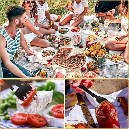 Outdoor Bestek - 5 in 1 - Set van 2 - RVS - Spork