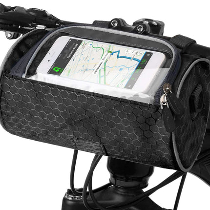 Waterdichte Fietsstuurtas met Praktische Telefoonhouder - Ideaal voor Alle Fietsen - Zwart