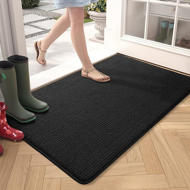 Deurmat Antislip en Wasbaar - Puur Black - 50 x 80 cm