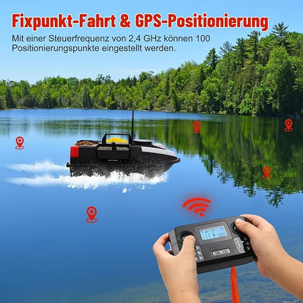 Voerboot - GPS - LED - Grote aasbak - 3 uur Vaartijd