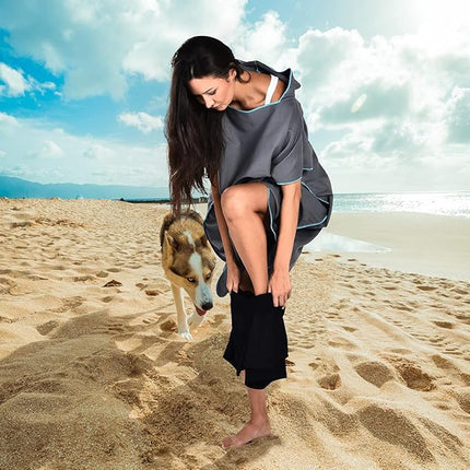 Wechselponcho aus Mikrofaser mit Kapuze – perfekt für Strand und Pool