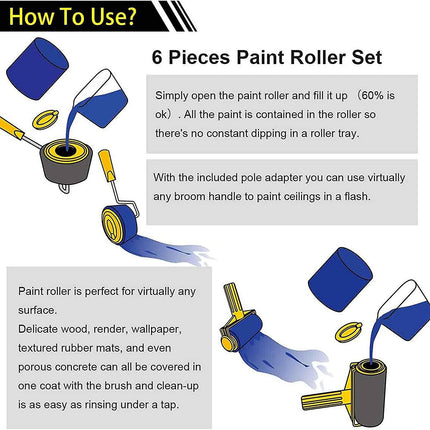 Professional Paint Roller Set, DIY Wall Paint Brush Set, Multifunction Paint Pro Set Paint Brush Decorate for Home, School, Office Wall, Ceiling Painting, Universal