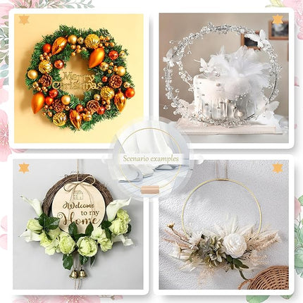 Gouden Decoratieve Ringen met Houten Basis - Set van 6
