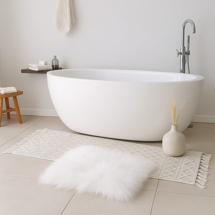 Teppich – Weiß, quadratisch – 38 x 38 cm – Weich und stilvoll – Rutschfest – Waschbar