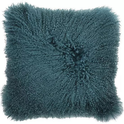 Luxuriöser Kissenbezug aus mongolischem Fell – Wildleder mit Lederrücken – 40 x 40 cm