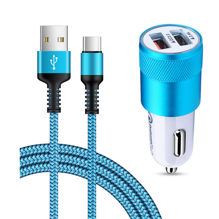 Schnelllade-Android-Autoladegerät, 3,4-A-Autoladegerät-Adapter mit 1,8 m langem Nylon-geflochtenem Micro-USB-Kabel, Schnellsynchronisierungs-Ladekabel 