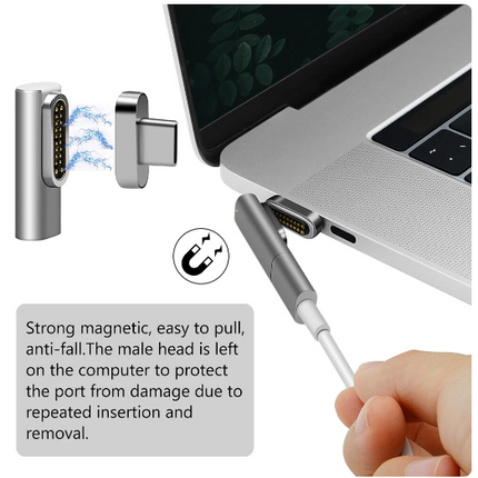 Magnetic USB-C Adapter 20-pin Type-C connector supports USB pd 100 W fast charging 10 GBP/s data transfer and 4K @ 60 Hz video output Compatible with MacBook Pro/Air and other Type-C devices